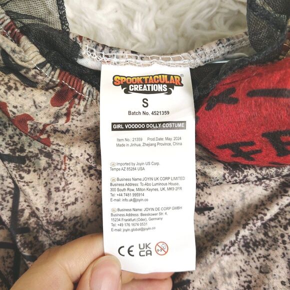 NEW Kids Spooky Voodoo Doll Dress Halloween Costume Creepy Sz S (5-7) - Picture 6 of 9